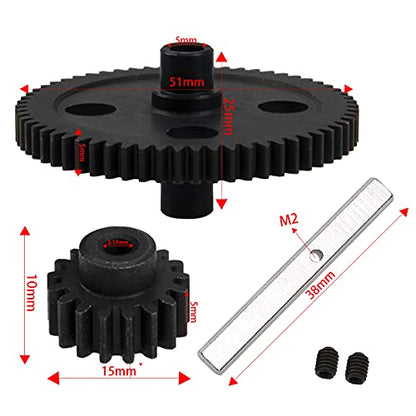 ShareGoo Metal Spur Diff Differential Main Gear 62T & 17T Pinion Motor Gear Center Reduction Compatible with WLtoys 12428 12423 1/12 RC Crawler Car