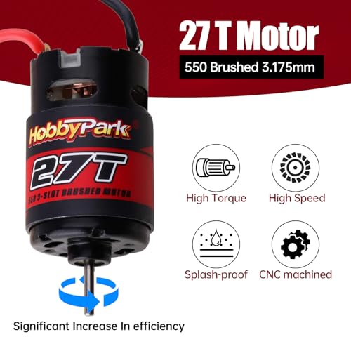 Hobbypark 27T Motor 550 Brushed Motor Electric Engine w/Heatsink for 1/10 RC Crawler Car Traxxas TRX4 TRX6 Axial SCX10 Redcat Gen7 Gen8 RC4WD - size: 27T