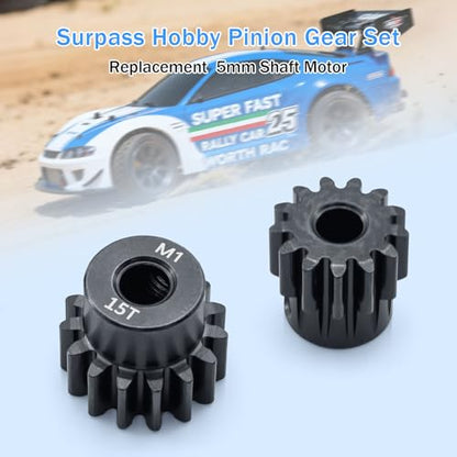 Metal Steel M1 Pinion Gear 11T 12T 13T 14T 15T 5mm Shaft Motor Gears with Hex Key for 1/8 RC Car Brushless Brush Motor Parts - size: 11T 12T 13T 14T 15T