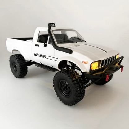 HLSFWDRIVE WPL C24-1 RC Rock Crawler RC Truck 4x4 1/16 Scale All Terrain | RC Crawler Off Road Remote Control Pickup 2.4G RTR with Proportional Throttle Steering Led Light Adult