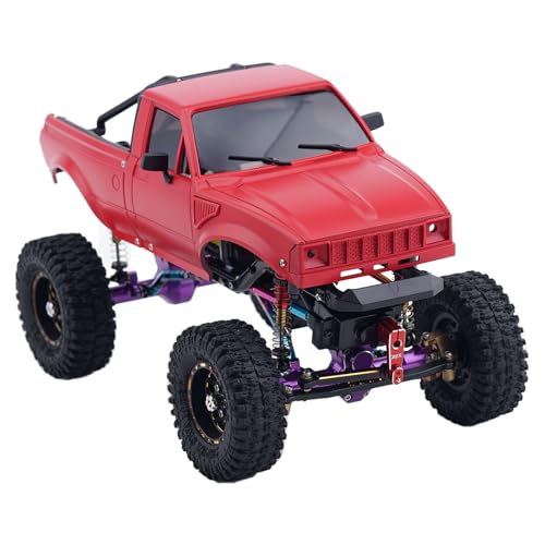 DJX SCX24 Body Shell with Bed Rack for Axial SCX24 C10 Bronco Wrangler Base Camp 1/24 RC Crawler Car (Red) - color: Red