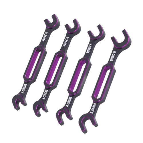 4PCS RC Wrench, Premium Aluminum Alloy Turnbuckle Nut Ball Joint Remover Tool with 3.0 3.2 .5 .7 4.0 5.0 6.0mm Sizes, for RC Car Boat Drone Crawler Truck DIY (Purple) - color: Purple