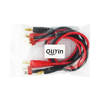 2pcs Anti-Skid T-Plug Style Connector to 4mm Banana Plugs Battery Charge Lead Adapter 14awg 30cm 11.8in Cable(Pack of 2)