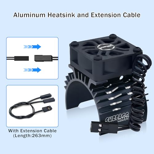 RC Cooling Fan,28000RPM Alluminum Motor Fan with Heatsink for RC Car 1/8 1/10 Scale 540 550 3650 3660 3670 Motor (Black) - style: Black-single Fan for 36mm Motor