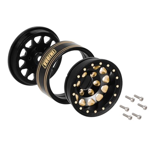 INJORA 1.3 Brass Beadlock Wheel 68g for 1/24 1/18 RC Crawler (Black Gold)