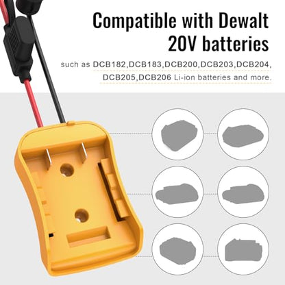 Azocek 3 Packs Power Wheel Adapter for Dewalt 20V Battery | Converter Kit, Fuse & Switch Included, Wire Terminals & 12 AWG Wire, Compatible with DIY RC Car Toys Robotics