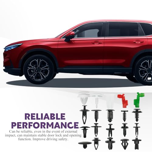 80PCS Door Lock Rod Car Clips Assortment Kit, Door Install Clips, Tailgate Handle Rod Clip, Car Accessories Left and Right Door Handle Rod End Clip Retainer Compatible with Most Vehicles