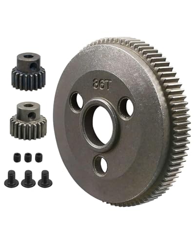 86T 48P Spur Gear Set Fit for 1/10 Traxxas Slash 2WD Rustler/Stampede 2WD | Replace 4686, with 19T 21T Pinions Gear Sets Metal Steel