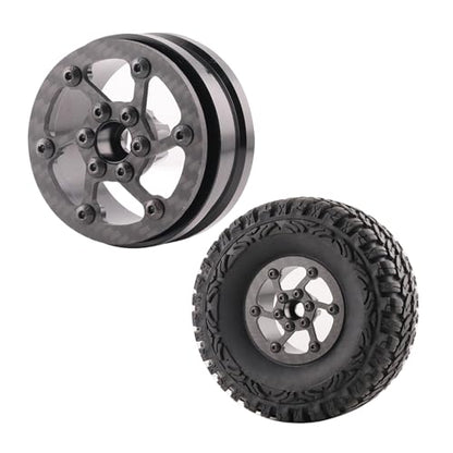 Beadlock Wheel Rims 4PCS 1.9" Upgraded Carbon Fiber Aluminum Wheel Hub Compatible with 1/10 RC Crawler Gen8 TRX-4 Axial VS4-10 Capra SCX10 RC Car Accessories (Patten F) - color: Patten F