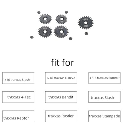 48P 3mm Rc Pinion Gear Set 19T 20T 21T 22T 23T for 1/16 traxxas Slash 4X4 E-Revo Summit 1/10 4-Tec Bandit Slash Rustler Stampede Raptor Upgrade Parts