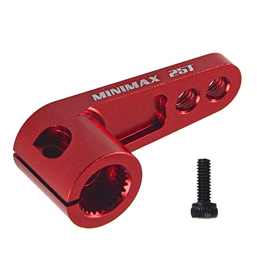 2Pack ShareGoo Metal 25T Servo Horn 25 Teeth Steering Arm Compatible with Futaba Savox Power HD Servos Motor Replacement for 1/8 1/10 RC Off-Road Crawler Drift Racing Car (Red) - color: Red