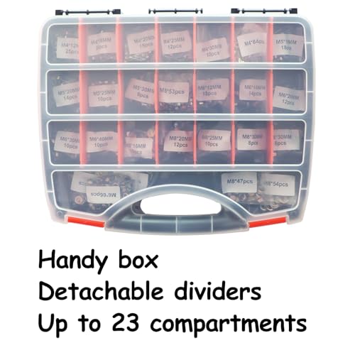 1008PCS Metric Bolt Assortment - Heavy Duty Grade 8.8 M4 M5 M6 M8 Metric Bolts and Nuts Assortment, Nut and Bolt Assortment Kit, Bolts and Nuts Kit (12-40mm), Yellow Zinc Plated, Corrosion Resistant