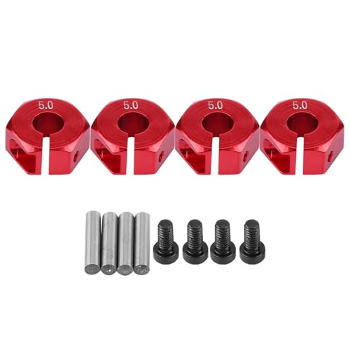 4 Pcs Universal Wheel Hex Hub Adapters,12mm Wheel Hex Mount with Pins and Screws,Wheel Hex Drive Adapters Hub RC Model Vehicle Accessory for RC Spare Part RC Car Upgrade Parts (5.0MM red) - size: 5.0MM red