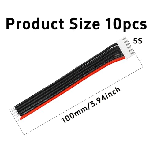 10PCS JST-XH 5S Balance Extension Cable, 3.9" 22AWG Silicone Lead Wire for LiPo Battery Charger, RC Balance Plug Connector Adapter - size: 5S