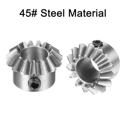 uxcell 2pcs Bevel Gear 0.8 Module 1:1 Reduction Rate 15T 6.35mm Hole Dia Bevel Pinion Gear 45# Steel, 45 Degree Steering Gear for Hardware Mechanical Rotation, Black - size: 6.35mm Bore