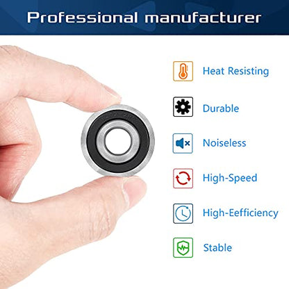 8 Pack Flanged Ball Bearing ID 1/2" x OD 1-3/8", Pre Lubricated,Stable Performance,Cost Effective,Suitable for Lawn Mower, Wheelbarrows, Carts & Hand Trucks Wheel Hub