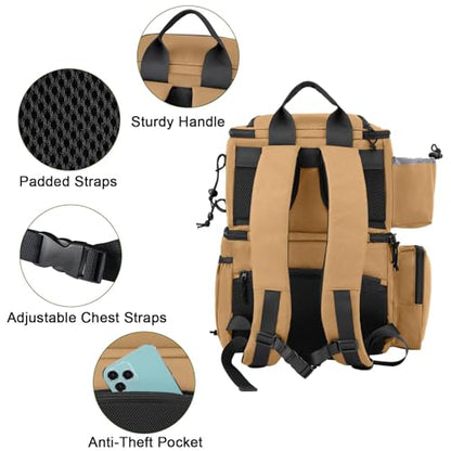 MATEIN Fishing Backpack, Tackle Storage Bag with Rod Holders & Cooler | Water Resistant Fishing Bag Fits 4 3600 Trays, Large Wide Open Tackle Box Backpack, Gifts for Fishermen - color: Khaki - Large