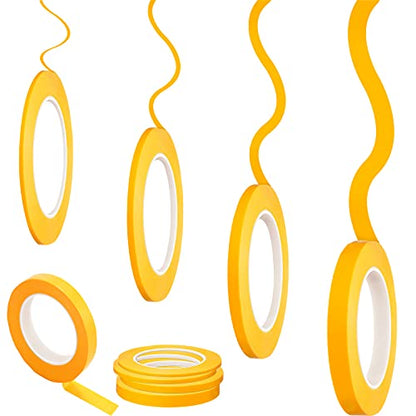 Epakh 4 Pack Masking Tape Pinstripe 1/16 1/8 1/4 1/2 Inch,Yellow,52 Yd | For Automotive Painting Models Crafts, Precise Pinstriping Lines, Multi-surface DIY Labeling, Flexible Backing, Clean Peel - color: Yellow, size: 52 yd