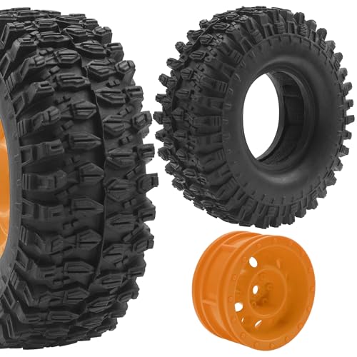 RC 1/10 1.9" Rubber Tires OD 108mm & 12mm Hex Hub Wheel Rims Compatible with Axial SCX10 90046 AXI03007 Traxxas TRX4 Tamiya CC01 D90 TF2 HSP 1/10 RC Crawler Car (Brown) - color: Brown