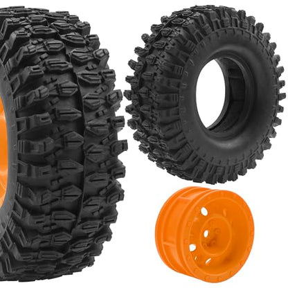 RC 1/10 1.9" Rubber Tires OD 108mm & 12mm Hex Hub Wheel Rims Compatible with Axial SCX10 90046 AXI03007 Traxxas TRX4 Tamiya CC01 D90 TF2 HSP 1/10 RC Crawler Car (Brown) - color: Brown