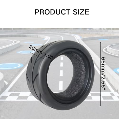 RC 1/10 On Road Tires 4PCS Soft Rubber Touring Car Tires with Foam Insert Compatible with Traxxas 4 Tec 2.0 Tamiya TT01 XV01 Kyosho WR8 HPI HSP WLtoys 1/10 RC Racing Car