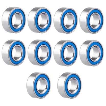 Steel RC Ball Bearings Double Rubber Sealed Deep Groove Miniature Bearings, Set of 10 (4x8x3mm MR84-2RS) - size: 4x8x3mm MR84-2RS