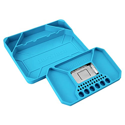 DURATECH 2-Piece Silicone Tool Tray, Magnetic Tool Organizer | Flexible Non-Slip Storage Tray for Sockets, Bolts, Nuts and Screwdriver Bits, Ideal for Garage & Mechanics