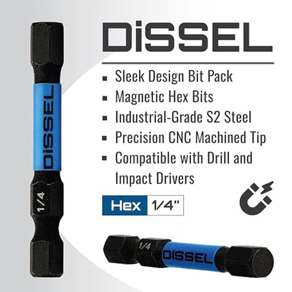 1/4 Hex Bit Set - SAE Magnetic 1/4 Allen Wrench, Durable S2 Steel Hex Driver for Bike, Furniture & RC Repairs (6pc). Impact Grade Allen Bits Designed for Precision and Durability. - size: 1/4", style: SAE
