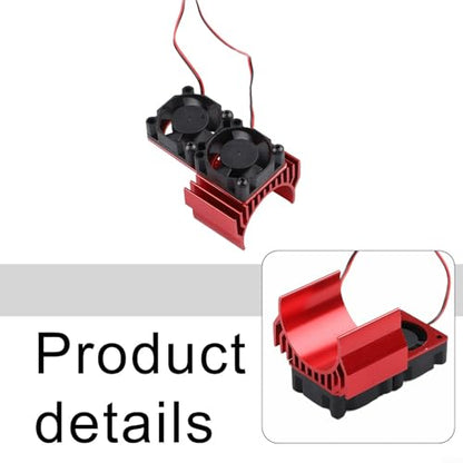 Aluminum RC Motor Heat Sink with Dual 30mm Cooling Fans 1: 10 Cars Compatible Having 540 550 Brushed 3650 3660 Brushless Motors Red(Red) - color: Red