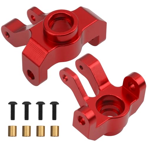 Metal C-Hubs Caster Blocks & Front Steering Blocks & Rear Stub Axle Upgrade Parts Compatible with MN128 MN86s MN86k MN86 G500 1/12 RC Crawler Car (Red) - color: Red