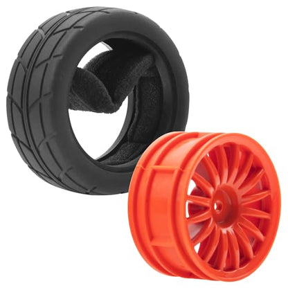 4Pack Vgoohobby OD70mm RC 1/10 On Road Rubber Tires w/Plastic Wheel Rims 12mm Hex Compatible with HSP HPI Redcat Tamiya Traxxas Kyosho 1/10 RC On Road Racing Touring Car (Red) - color: Red