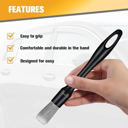 9PCS Car Detailing Brush Kit, Including 3 Ultra Soft No Scratch Boar Hair & 3 Vent Cleaning Brushes, Multi-Use Automotive Interior Detailing Kit, Universal for Most Vehicles - size: 9PCS