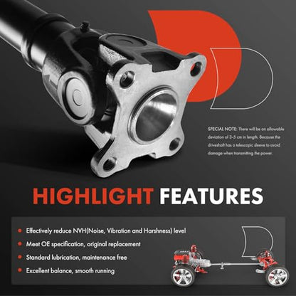 A-Premium Rear Drive Shaft Driveshaft Assembly Compatible with Toyota | for 4Runner 2003 2004 2005 2006 2007 2008 2009 4.0L, 4WD, Replace# 371106A440, Complete Prop Shaft - style: Fit 2003-2009 4Runner 4.0L 4WD
