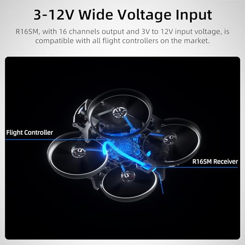 Radiolink R16SM 2.4G 16 Channels Mini Receiver SBUS/CRSF Long Range Control for FPV Micro Drone, Quadcopter, Compatible with RC Transmitter T16D/T12D/T8FB/T8S/RC8X/RC6GS V3/RC4GS V3