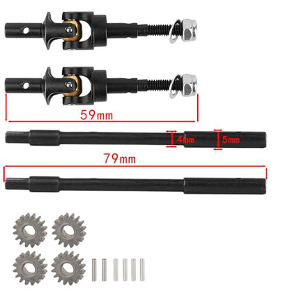 Hard Steel Front Portal Axle Shaft with Gear for 1/10 RC Crawler Car Axial SCX10 Portal Axle Metal Upgrade Part