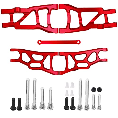 Aluminum Suspension A-Arms Set w/Tie Bar Front Rear Upgrades Parts Compatible with 1/10 Traxxas Slash 2WD RC Car,Replacement of 2555 3631 2532 (Red) - color: Red