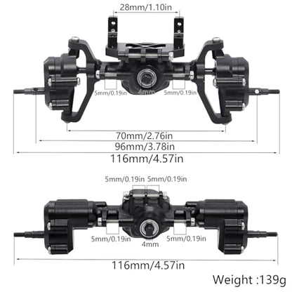Aluminum Front Rear Portal Axle Complete Axles Set with Servo Mount for 1/18 RC Crawler Redcat Ascent-18 Ascent18 Upgrade Parts (Silver) - color: Silver