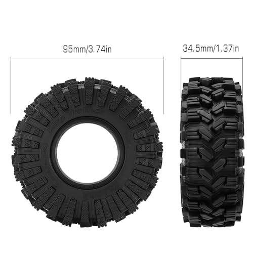INJORA 1.55" 95*34.5mm King Trekker Tires for Axial AX90069 UTB18 MST JIMNY