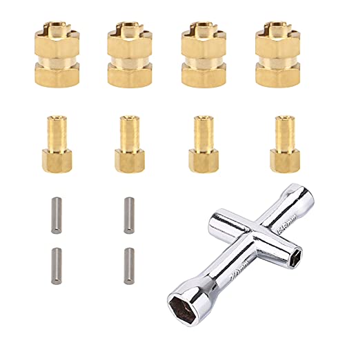 4Pack Vgoohobby SCX24 7mm Wheel Hex Hub Extension Hex Drive Spacers Adapter Combiner with Small Cross Wrench Compatible with Axial Scx24 AXI00002 AXI00001 1/24 RC Crawler