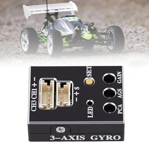 3Axis Gyro Stability Control, Stepless Adjust Knob, RC Mini Gyro for Car Boat Upgrade, Smooth Cornering, Real Time Tuning with No Programming, Compatible with Most Control