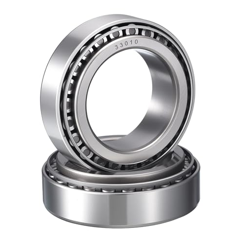 2 Pack 33010 Tapered Roller Bearing Cone and Cup Set | 50mm Bore 80mm OD 24mm Cup Width, Chrome Steel Taper Bearings Set, ABEC-3 - size: 33010
