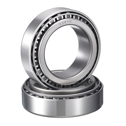 2 Pack 33010 Tapered Roller Bearing Cone and Cup Set | 50mm Bore 80mm OD 24mm Cup Width, Chrome Steel Taper Bearings Set, ABEC-3 - size: 33010