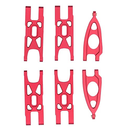 1 10 RC Front and Rear Suspension Arm Set Aluminum Alloy Upgrade Accessories for 1 10 Remote Control Car High Strength Metal Suspension Arms with Stable Performance (Red) - color: Red