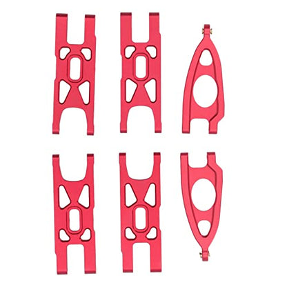 1 10 RC Front and Rear Suspension Arm Set Aluminum Alloy Upgrade Accessories for 1 10 Remote Control Car High Strength Metal Suspension Arms with Stable Performance (Red) - color: Red