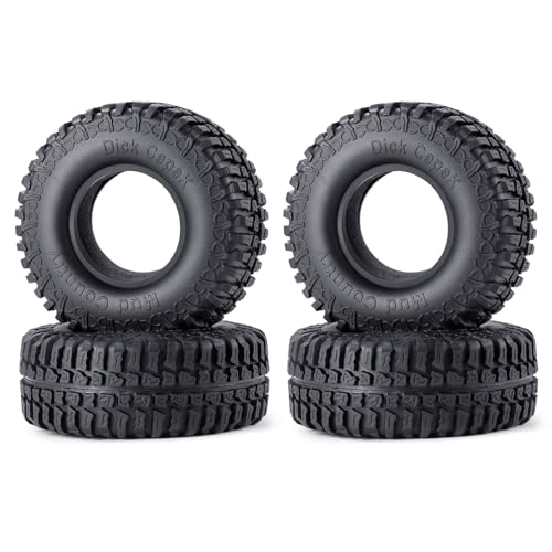 4PCS 1.9inch Rubber Tyre 100mm OD Wheels Tire Off Road Mud Wheel Tires Rubber Terrain Crawler Tyre for 1/10 TRX-4 Axial SCX10 90047 D90 D110 TF2 RC Crawler Car Replacement Upgrade Part