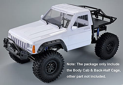 RC Crawler Body Cab & Back-Half Cage Body Shell for 1/10 RC Crawler TRX4 SCX10 90046 AT4 GEN 8 Scout II (White) - color: White