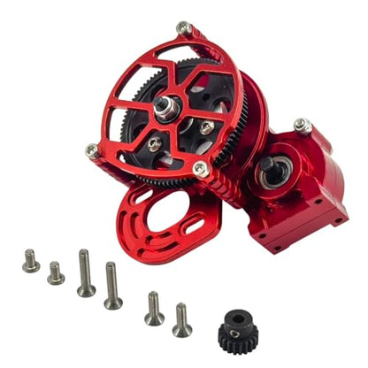 for Axial for Scx10 Ii 2 1/10 Rc Crawler Car Transmission Speed Gearbox Set Kit with Metal Gear Upgrades Parts Accessories RC Parts(Red) - color: Red