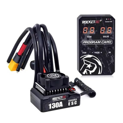 Surpass Hobby Pocket-RC 130A Sensored Brushless ESC and ESC Program Card for 1/10 RC Car