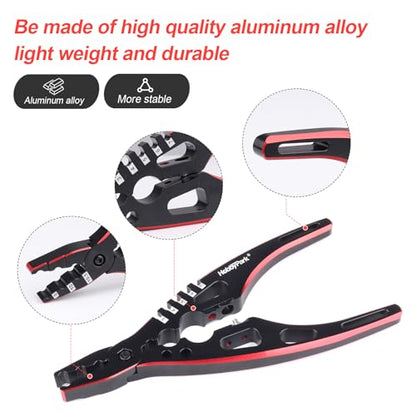 HobbyPark Multi-Function RC Shock Pliers Tool RC Shock Shaft & Tie Rod Clamp, Ball Link Remover for 1/8 1/10 RC Car Truck Crawler Buggy Drift (Black & Red) - color: Black & Red