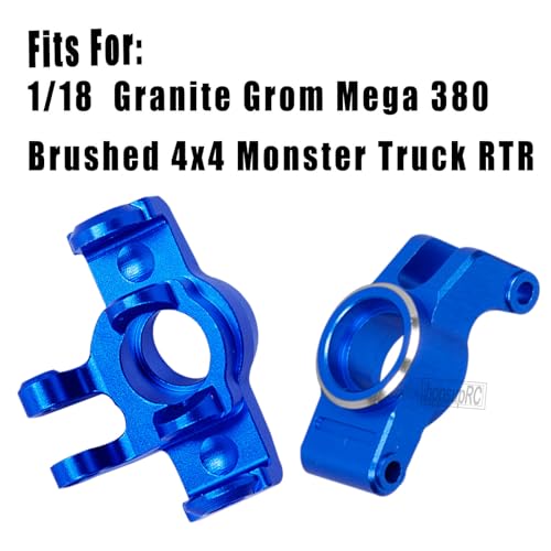 RC Aluminum Front Steering Block Knuckles & C-Hubs Caster Blocks & Rear Hubs Upgrades Parts for 1/18 Granite Grom Mega 380 Brushed 4x4 Monster Truck RTR.Navy Blue(4PCS) - color: Navy Blue(for 1/18)